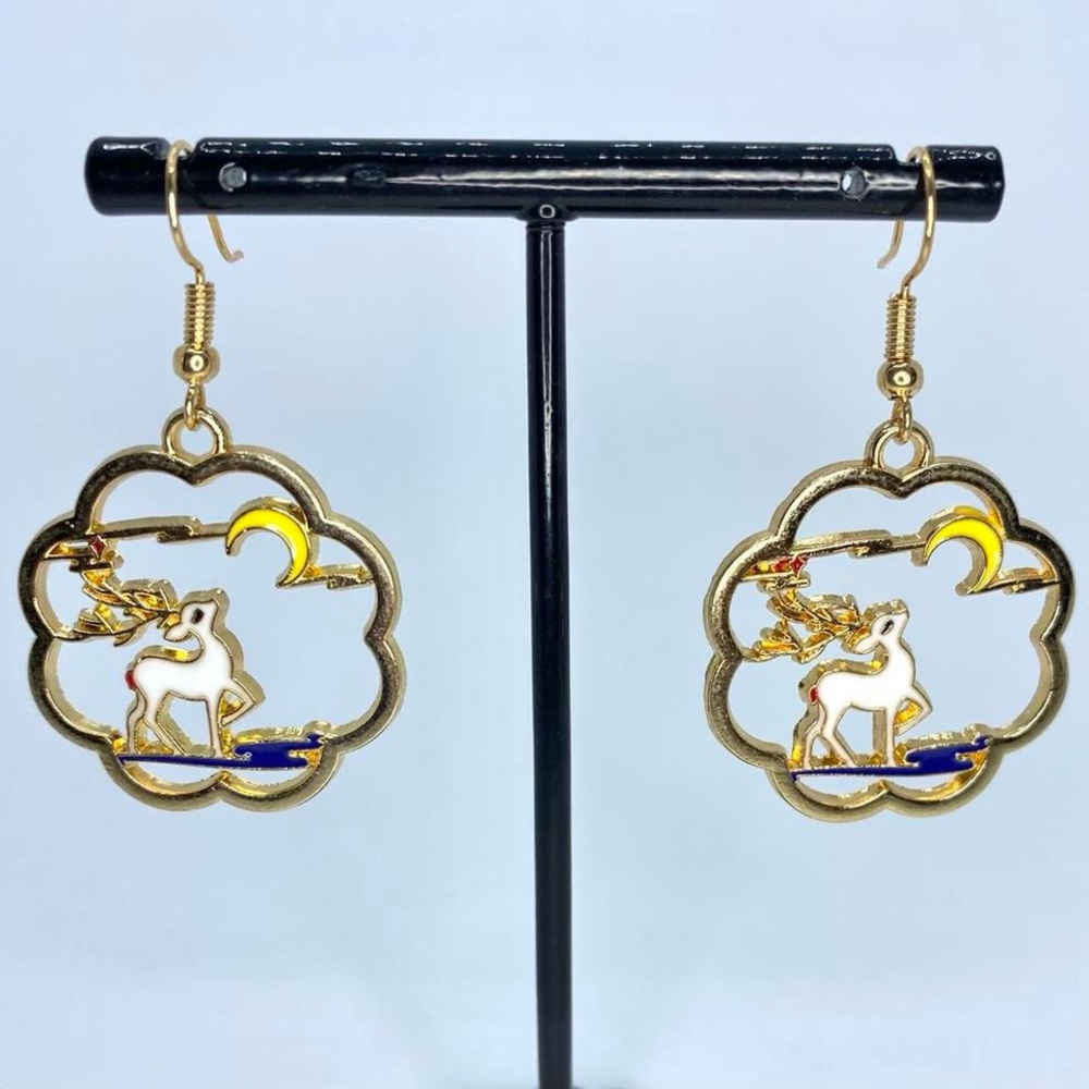 Deer and moon earrings